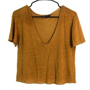 Zara V-neck slouchy cropped tee